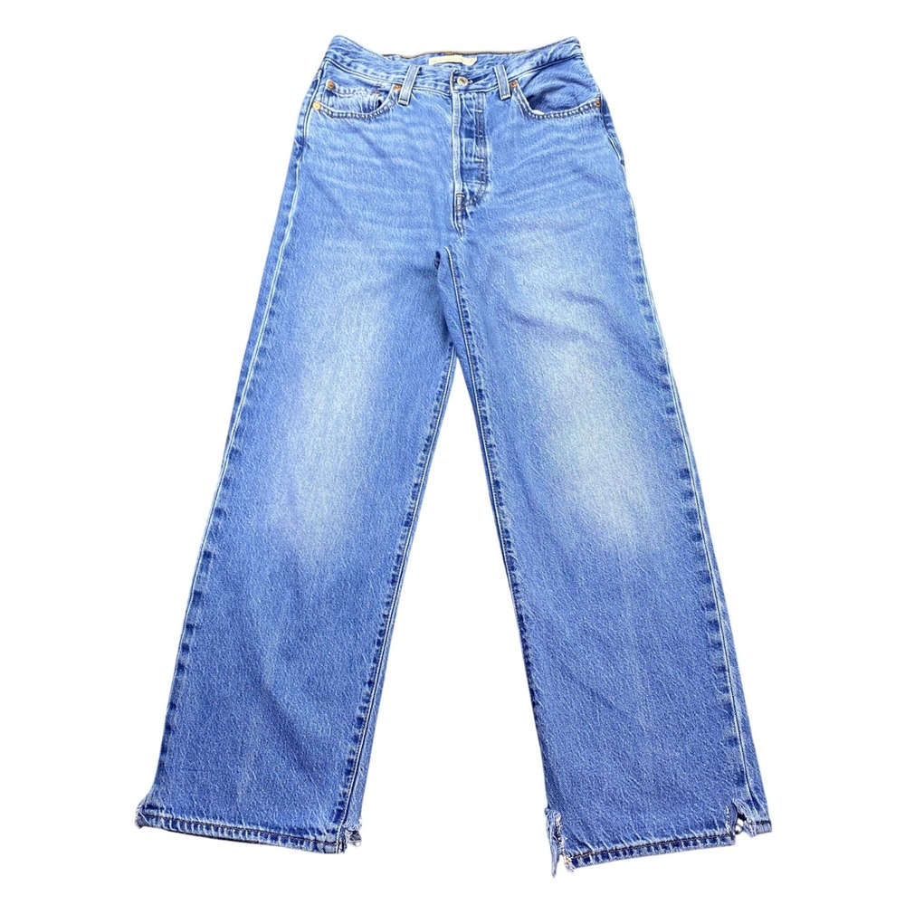 Levis Premium Ribcage Straight Ankle Jeans Size 27 Light Wash Denim Grunge Retro